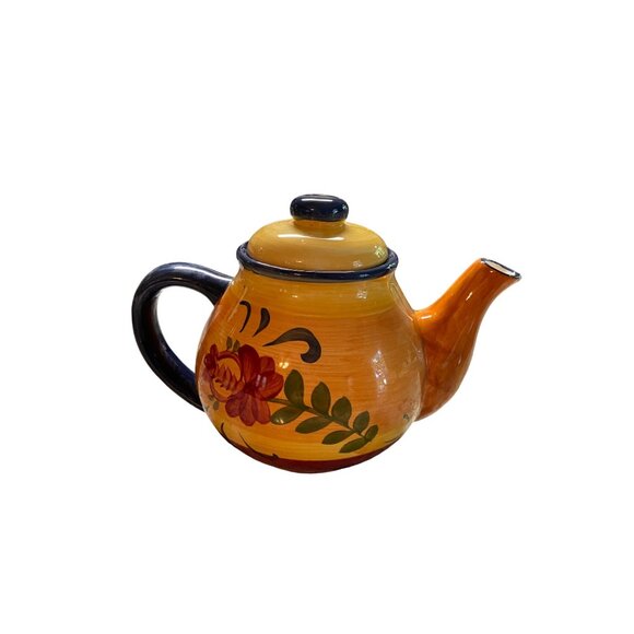 Toscana Casa Elite Hand Painted Teapot Floral Tuscan Style Ceramic Vintage - Picture 4 of 12